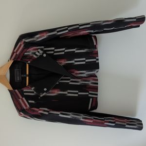 BCBGMaxAzria Cropped Blazer Jacket, black red and grey, M